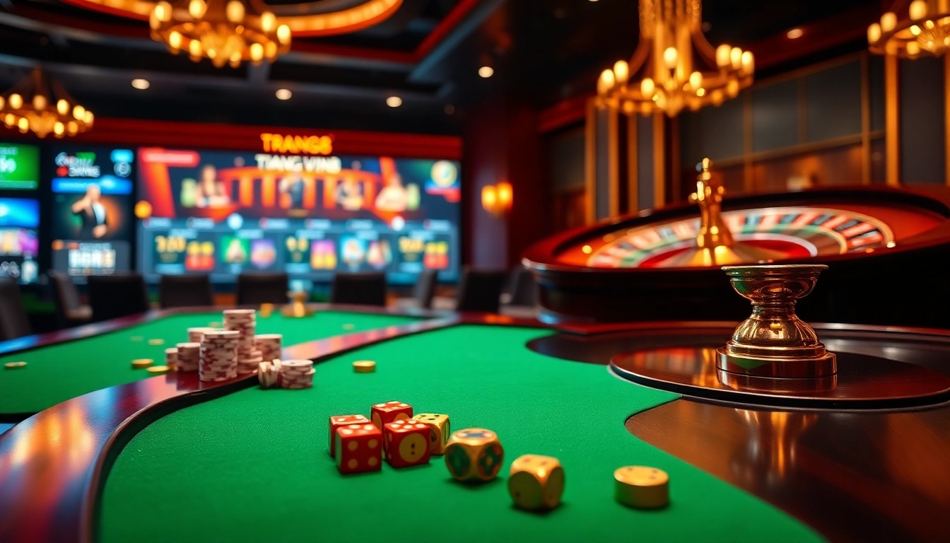 Experience thrilling gaming at TRANG CHỦ VIN88 with vibrant casino tables and exciting betting action.