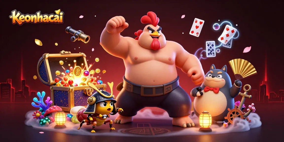 Engage with keonhacai's vibrant 3D casino scene featuring dynamic characters and rich gambling elements