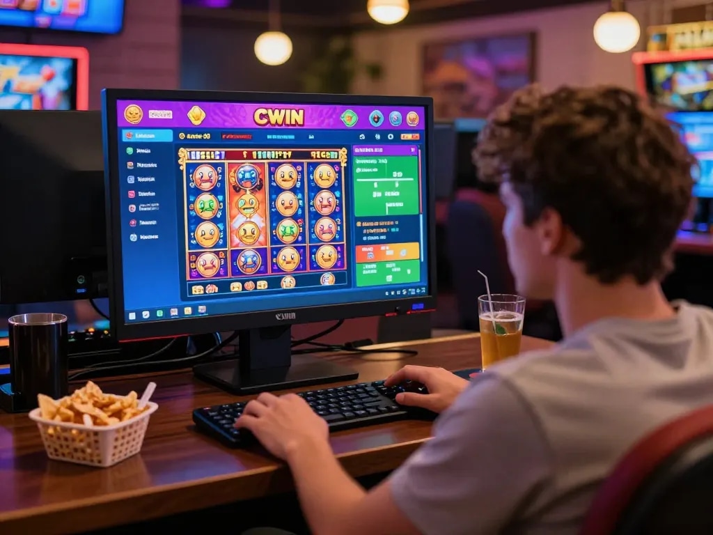 Engaging user experience at CWIN's online gambling platform, showcasing vibrant gaming interfaces.