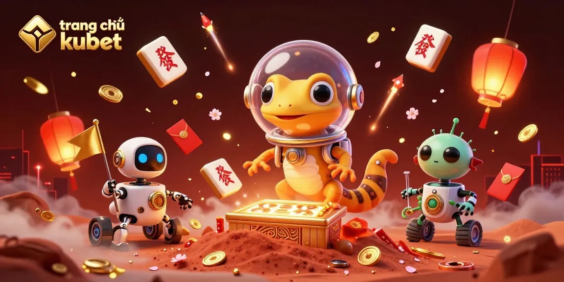 Engage with the vibrant action at trang chủ kubet, featuring a Martian gecko and golden casino treasures.