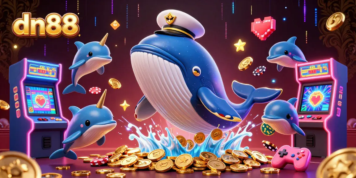 Engage with the dynamic world of dn88 as playful dolphins perform tricks among casino-themed elements.