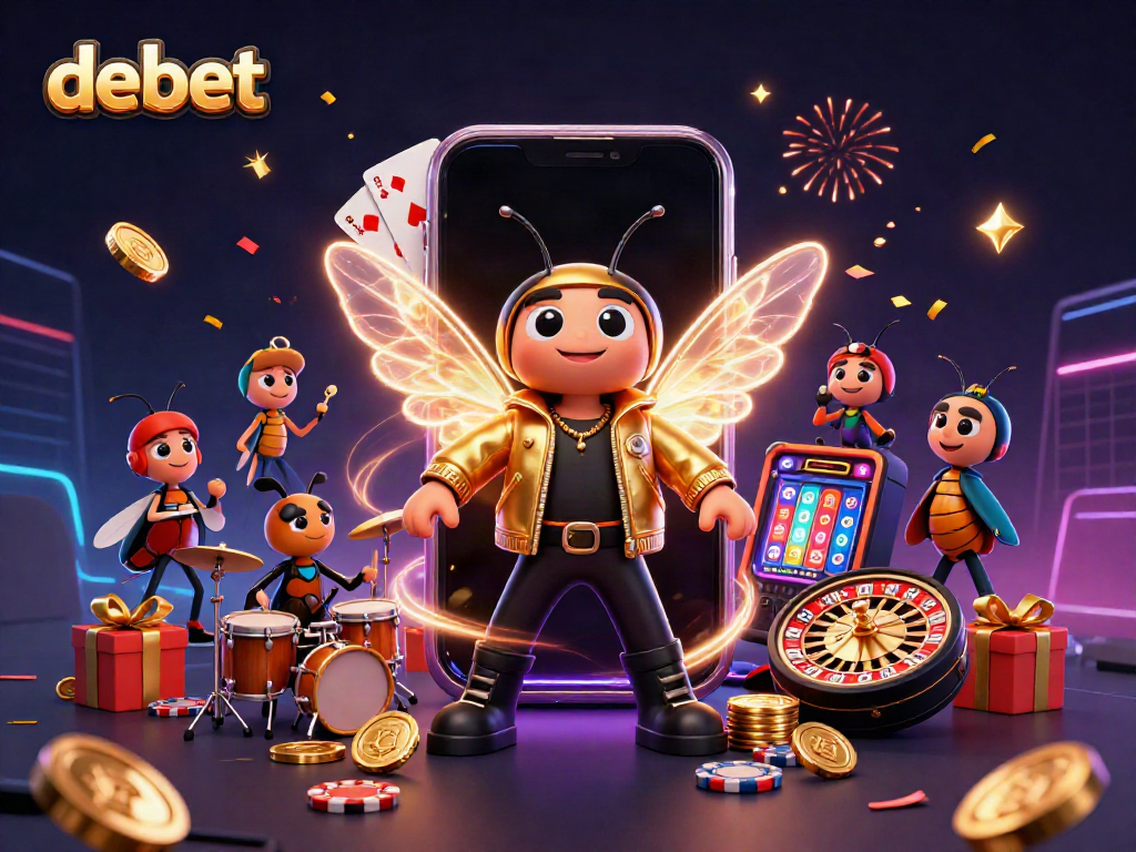 Experience the thrill of debet casino with a vibrant rock star scene featuring games and excitement.