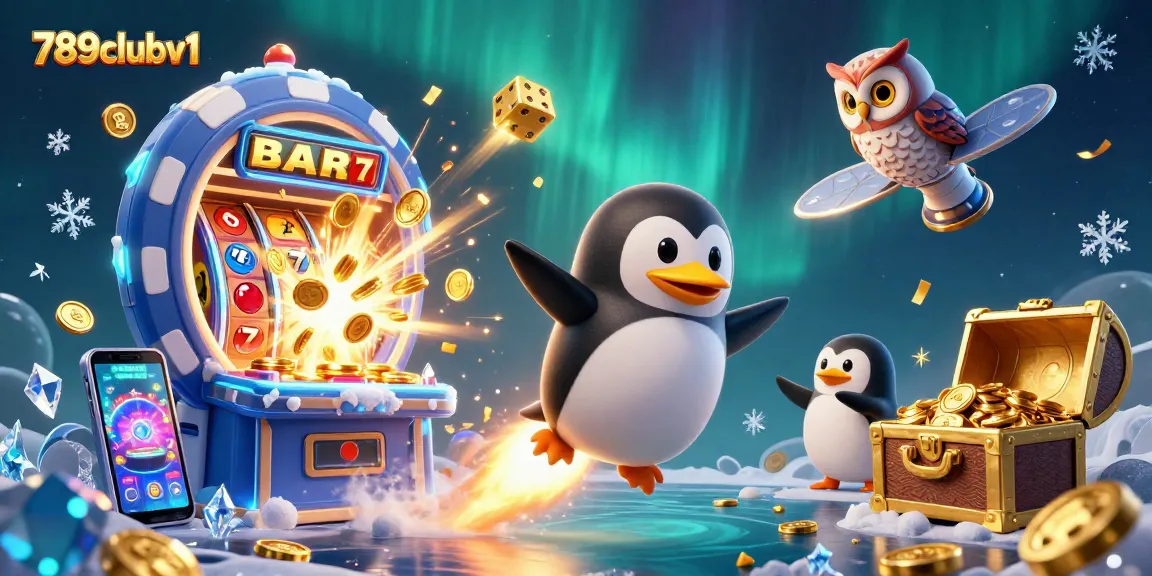 Spin and win at 789clubv1 as the golden penguin rockets toward casino treasures!