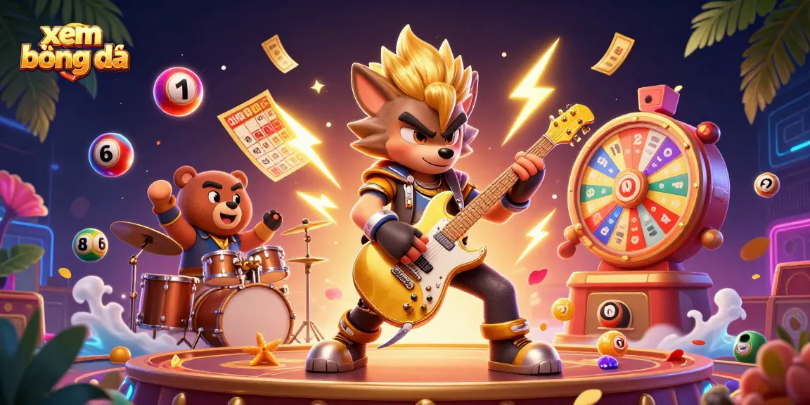 Xem bóng đá with vibrant characters and gambling elements in a dynamic casino illustration.