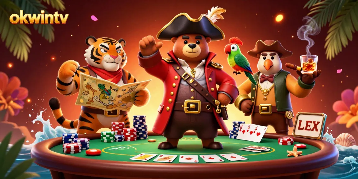 Experience the thrill of betting with OKWINTV’s vibrant sports scene featuring poker and dynamic characters.