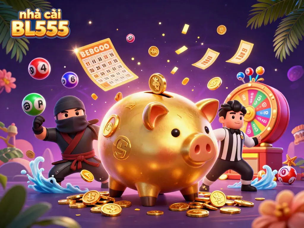 Engaging action scene depicting nhà cái BL555 with energetic characters and dynamic gambling elements.