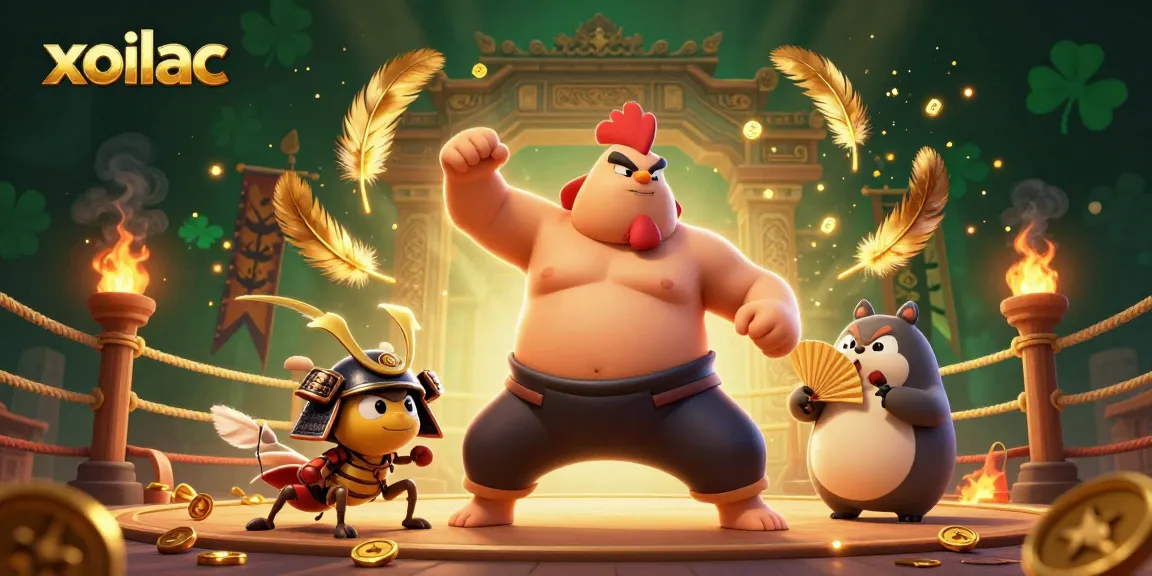 Experience the thrilling action of xoilac with an intense sumo wrestling scene in an Asian-themed arena.