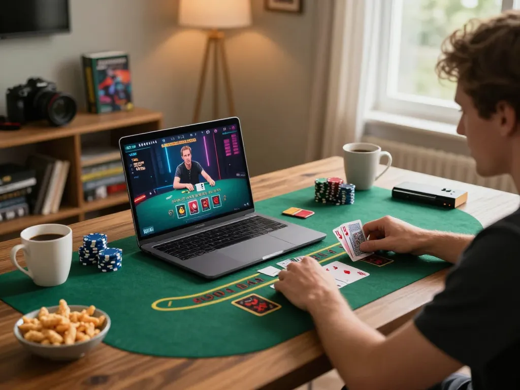 Player enjoying live blackjack on go88vv gaming setup, showcasing engaging atmosphere.