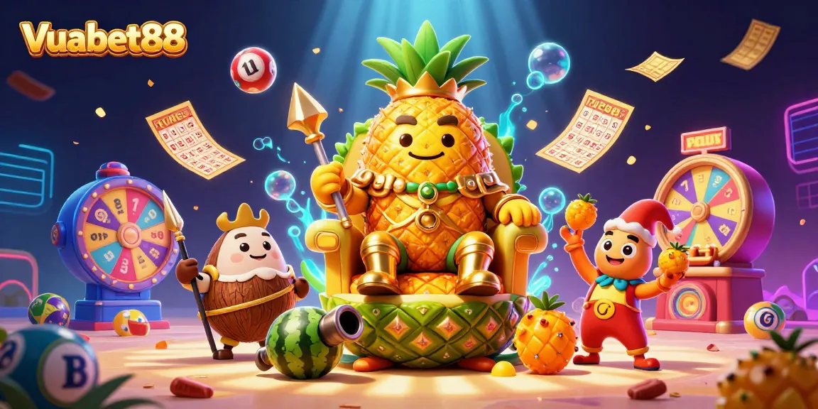 Experience the excitement at Vuabet88 with vibrant casino elements and animated characters.