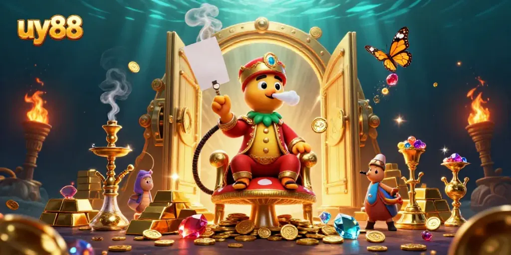 Experience the thrill of uy88 with a dazzling 3D casino scene featuring exciting game elements.