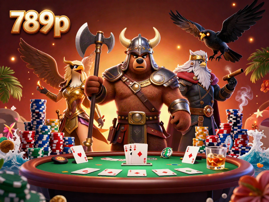 Engage in dynamic poker action with 789p as Viking characters and casino elements enhance the thrill.