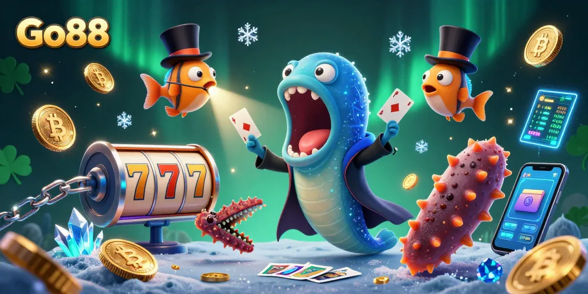 Engage in exhilarating gameplay with Go88, showcasing vibrant 3D characters and animated casino elements.