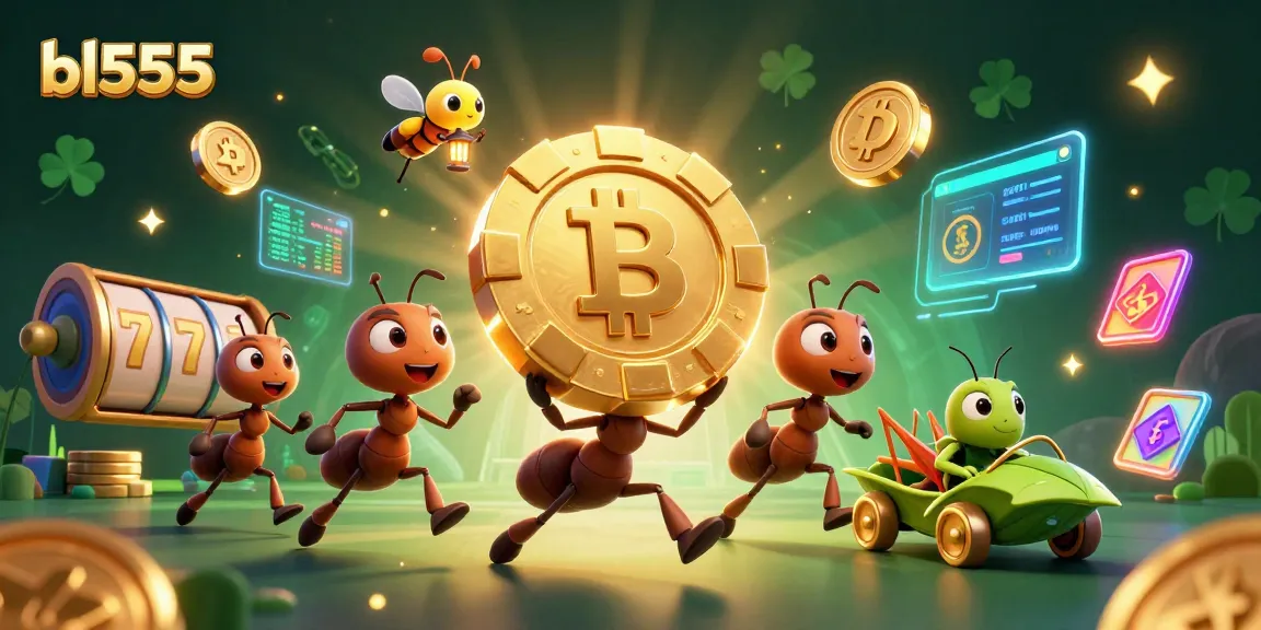 Experience thrilling gameplay at bl555 with a unique team of cartoon ants stealing a giant poker chip.