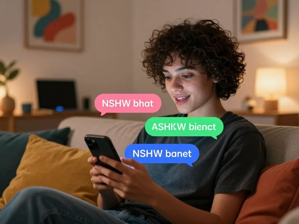 Engaging digital interaction showcasing AI NSFW chat in a cozy home setting.