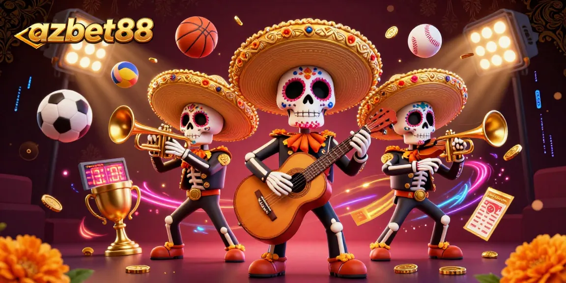 Experience exhilarating fun with azbet88 at a vibrant casino scene featuring a mariachi band.