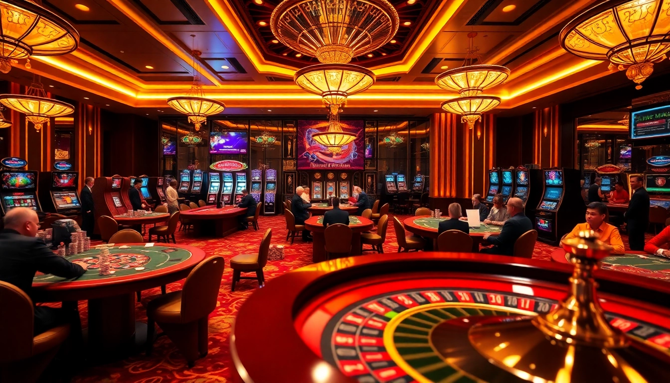 Engaging players enjoying vibrant casino games at trang chủ thabet, showcasing excitement and luxury.
