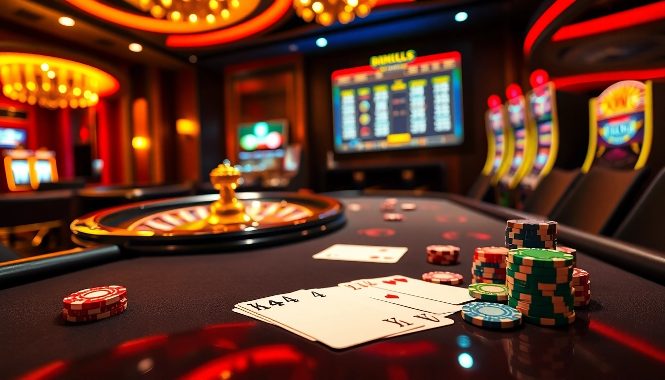 Engaging scene of 6FF casino with dynamic gaming table and vibrant poker chips.