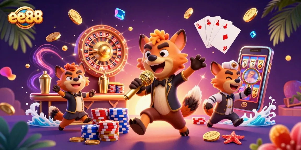 Experience thrilling gaming at ee88 with lively hyenas in a vibrant casino scene.