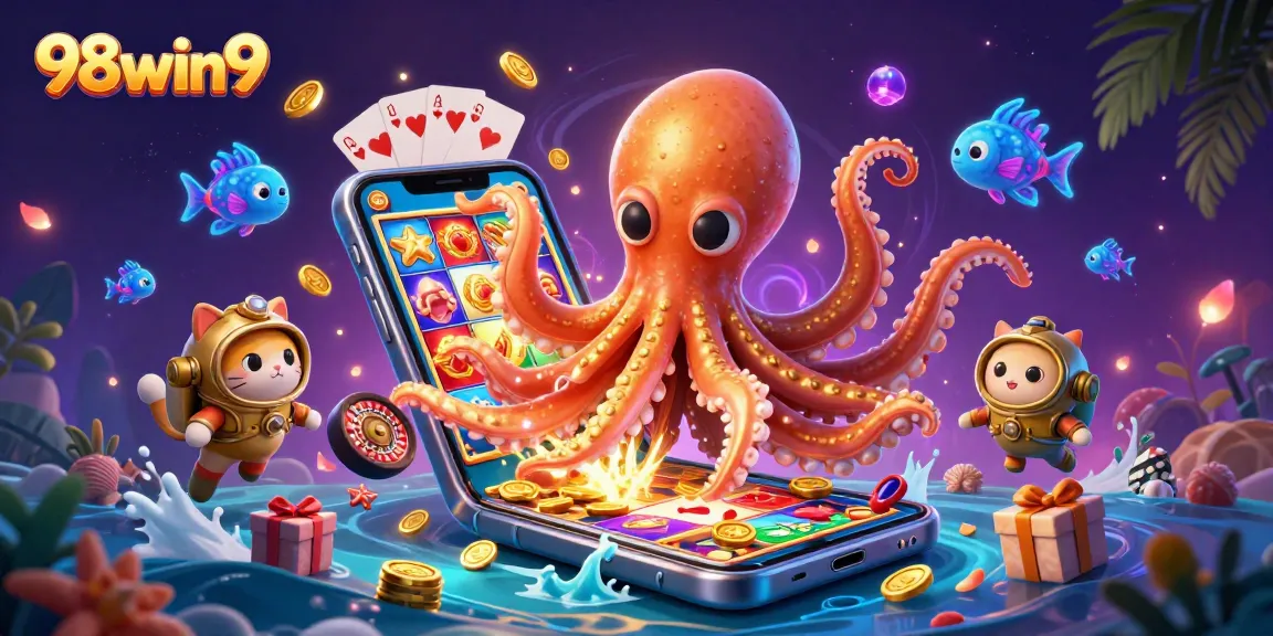Experience the thrill of winning with 98win9 and its vibrant casino elements in this dynamic scene.