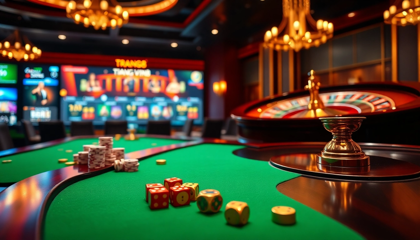Experience thrilling gaming at TRANG CHỦ VIN88 with vibrant casino tables and exciting betting action.