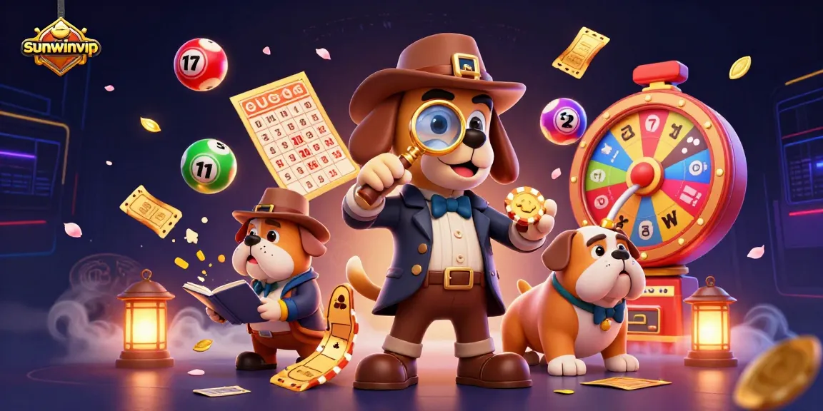 Experience thrilling moments with sunwinvip as a detective investigates golden poker chip clues in this vibrant casino scene.