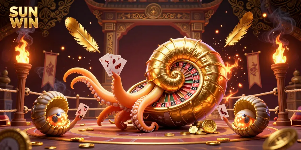 SUN WIN showcases an ultra-detailed 3D casino scene with vibrant characters and dynamic elements.