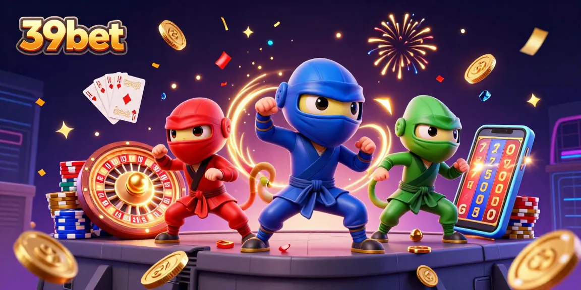 Experience the thrill of 39bet with vibrant chameleons showcasing martial arts amidst dazzling casino elements.