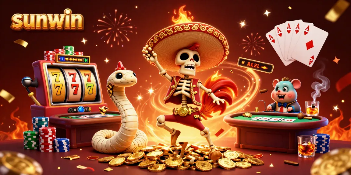 Engage in thrilling slots action at sunwin, featuring exciting jackpots and vibrant gaming characters.