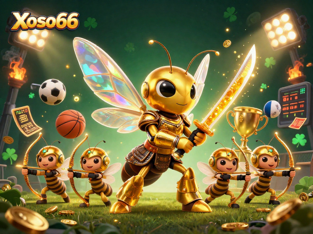 Experience Xoso66 with thrilling 3D gaming illustration featuring vibrant colors and dynamic competition elements.