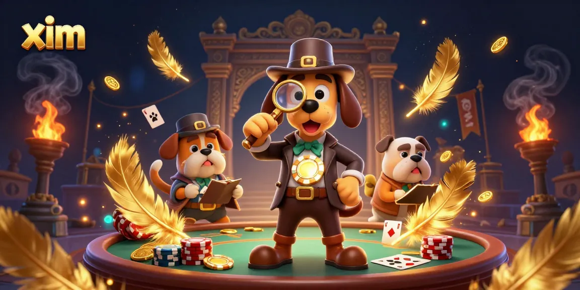Investigate the mystery of winning with xim through golden poker chips and vibrant casino elements.