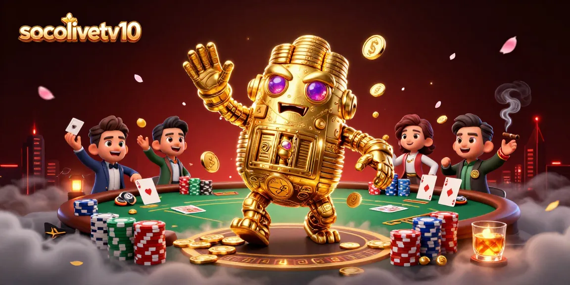 Socolivetv10 offers dynamic poker gameplay with a golden golem and rich casino elements