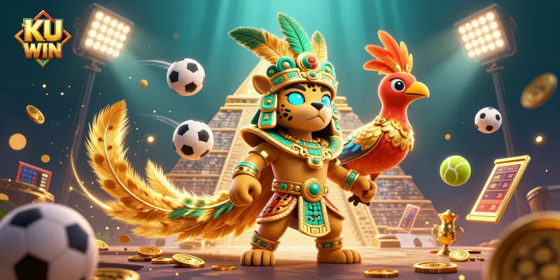 Feel the thrill of winning with KU WIN in a vibrant 3D casino scene showcasing action.
