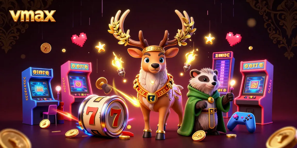 Experience thrilling gameplay at vmax with vibrant slots and enchanting characters in a magical casino setting.