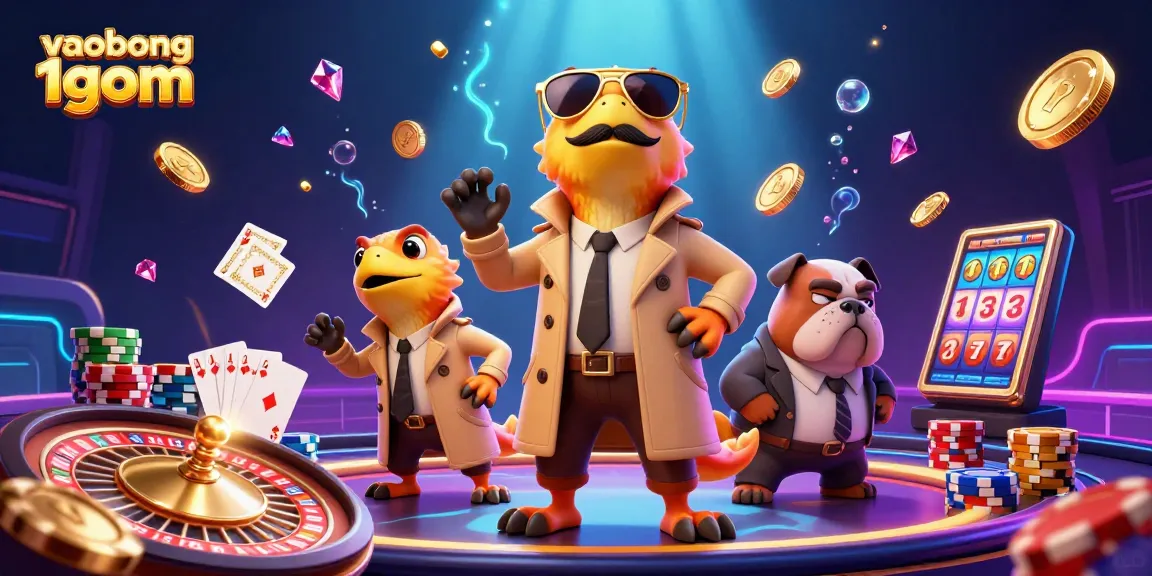 Experience the thrill of betting at vaobong 1gom as illustrated in this vibrant 3D casino scene.