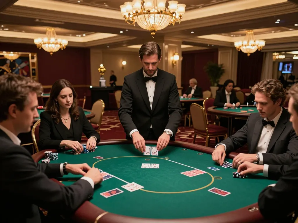 Players strategizing and winning at poker tables at lu88xz casino, showcasing vibrant atmosphere