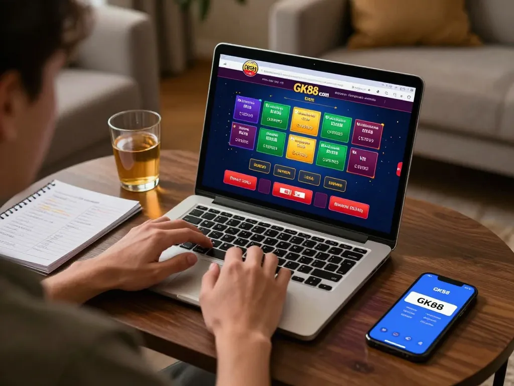 Engaging online gaming session on GK88 com with a cozy home setting and strategic gameplay elements.