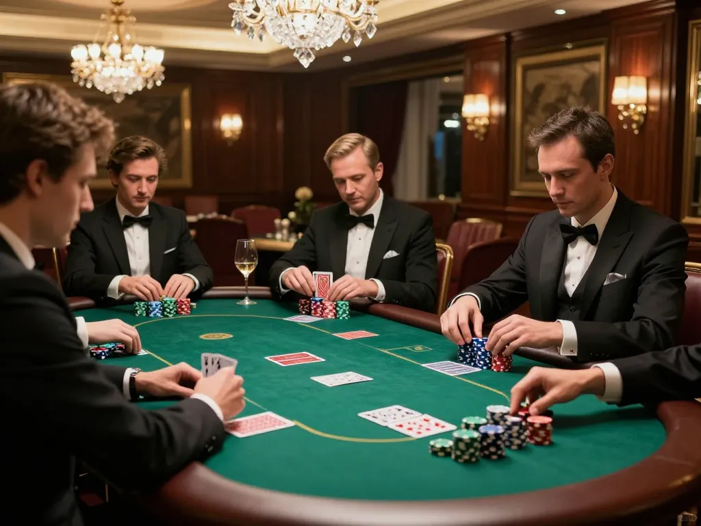 MISO88 players strategizing during an upscale poker game in a luxurious setting.