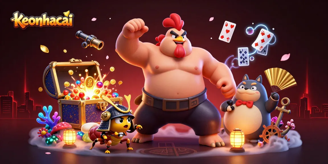 Engage with keonhacai's vibrant 3D casino scene featuring dynamic characters and rich gambling elements