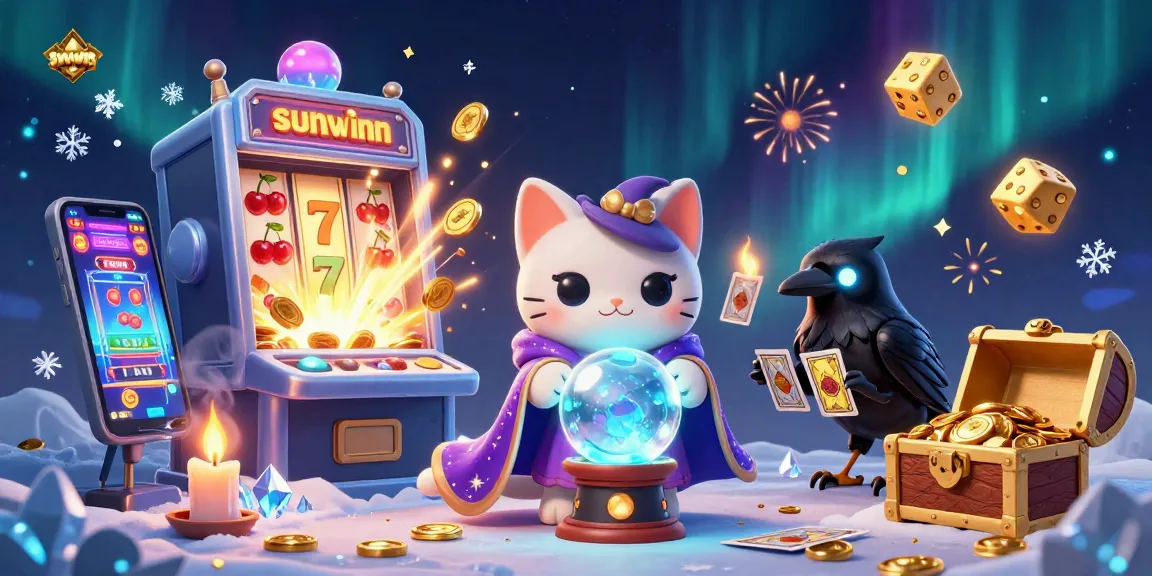 Win big with sunwinn in a vibrant 3D casino scene featuring unique characters and dynamic gaming elements.