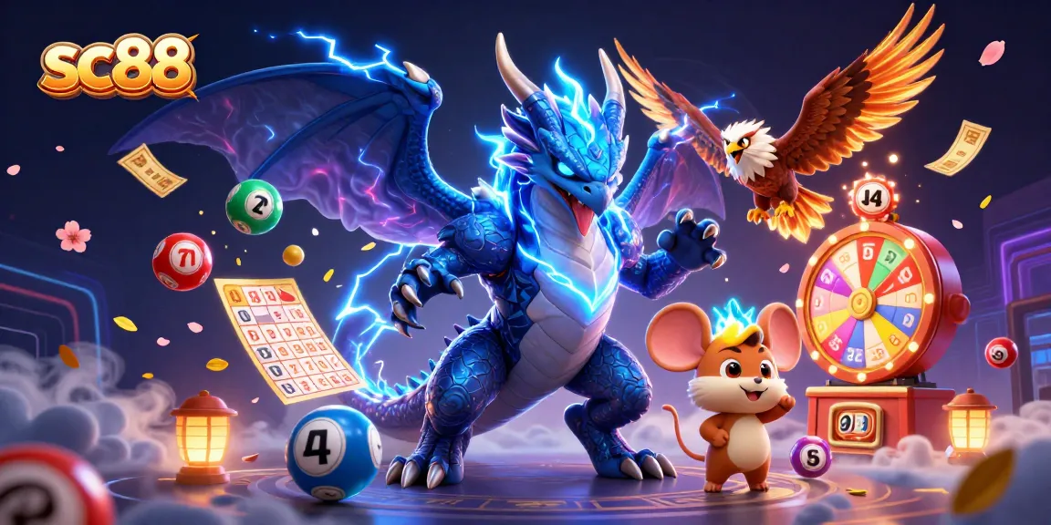 Engage in thrilling games at SC88 with vibrant lottery balls and a dynamic casino atmosphere.