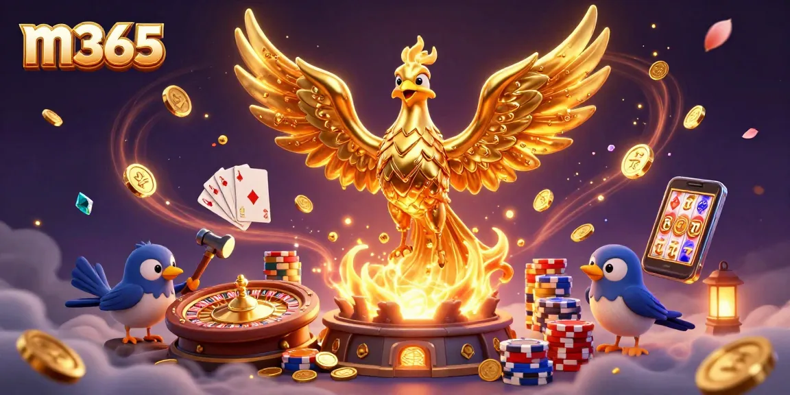 Experience thrilling wins at m365 with a vibrant phoenix and dynamic casino elements!