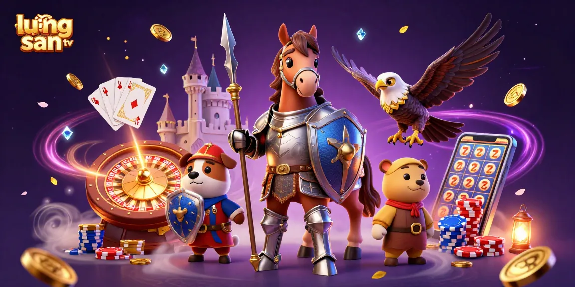 Experience thrilling wins at lương sơn tv with a vibrant scene of knights, gold coins, and gaming excitement.