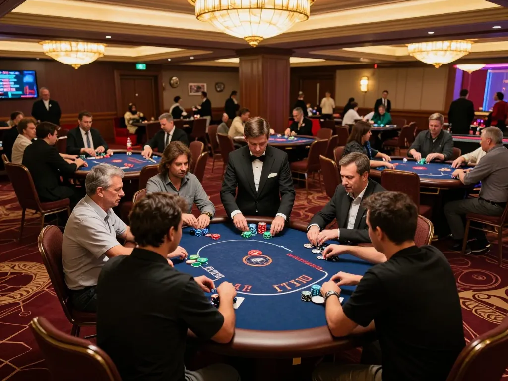 KJC poker tournament showcases intense gameplay with professional dealers managing tables